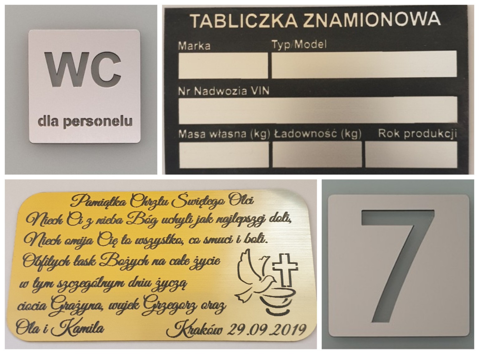 Tabliczki znamionowe i grawerowane realizacje